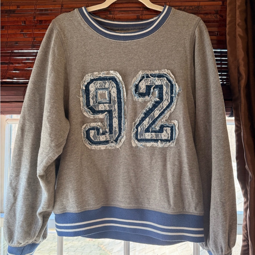 Anthropologie Pilcro Pinny Sweatshirt Top Cotton Floral Lace